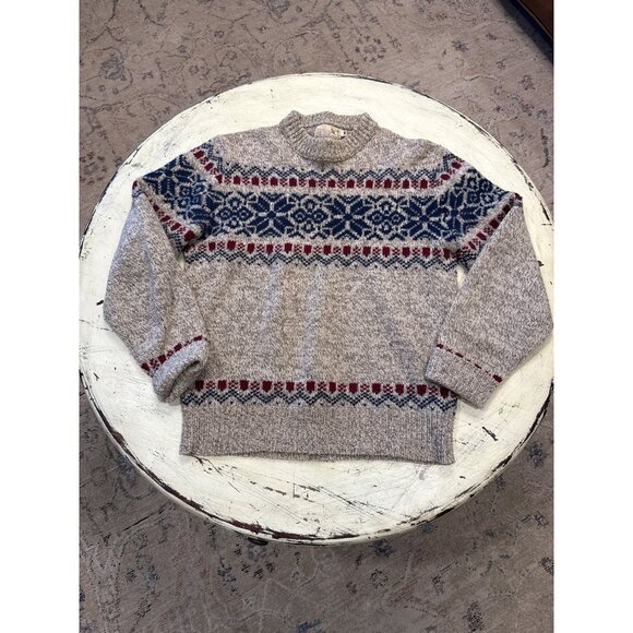Vintage Highland Wool Blend Knit Nordic Sweater Size Med 80's - Picture 1 of 7